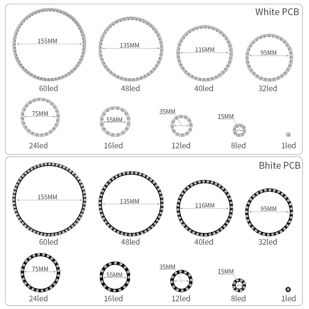 WS2812B RGBIC LED Ring Individ - огляд і ціна Neopixel